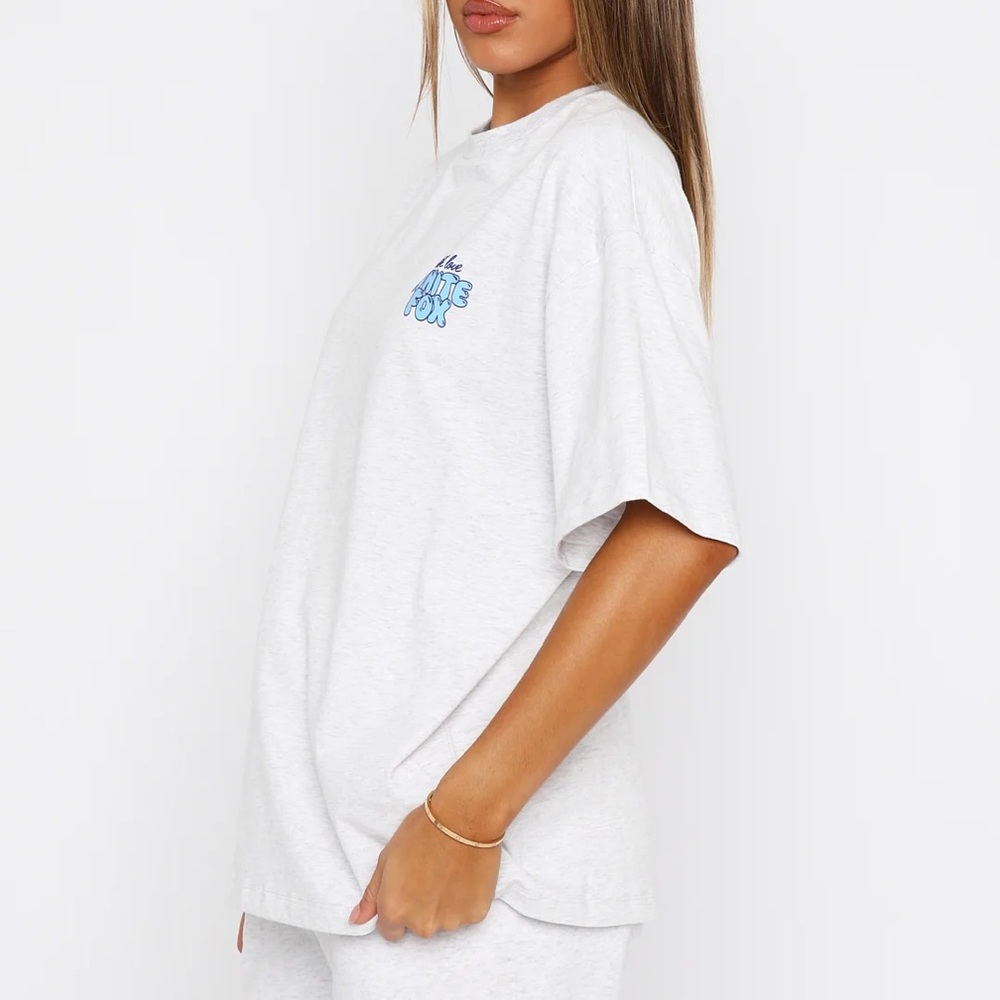White Fox Boutique With Love Always Oversized Tee Grey Marle 100% Cotton - Picture 5 of 14